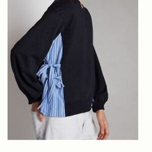 Anthropolgie Navy Sweatshirt with Blue Striped Side